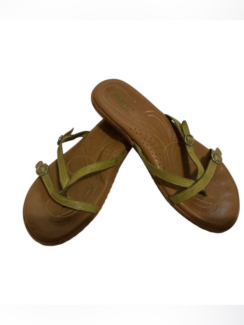 Born Chartreuse Green Thong Sandals Women’s Sz 7 38 M/W Handcrafted Leather